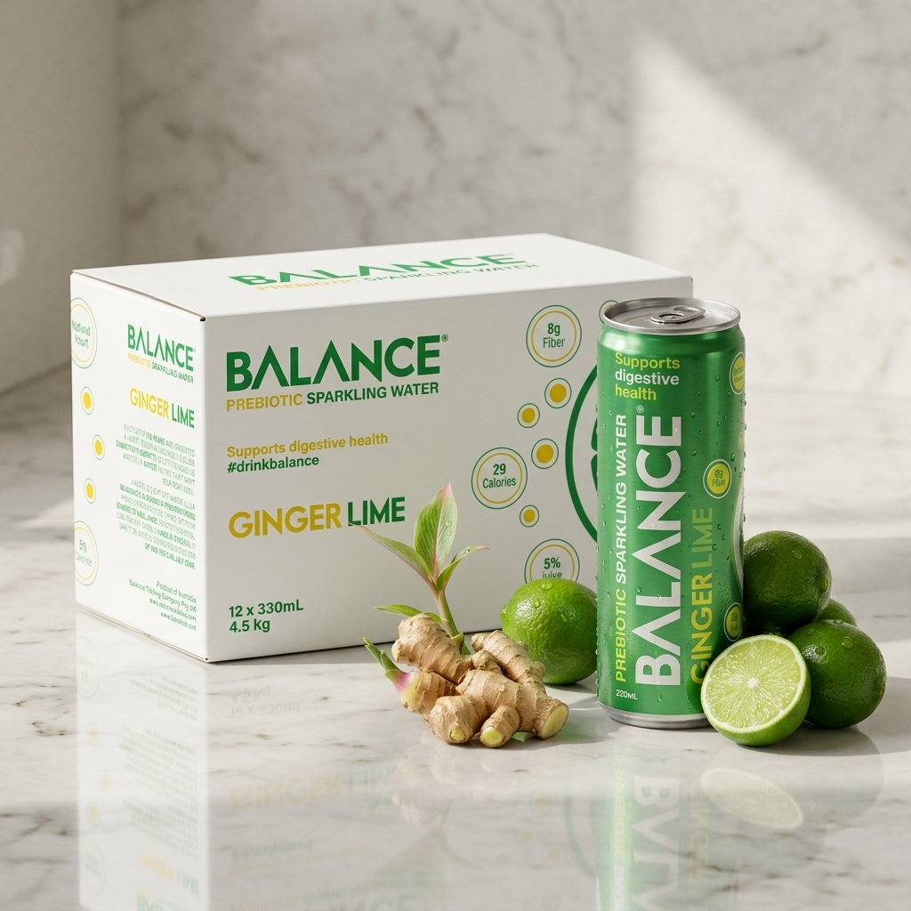 Balance Prebiotic Sparkling Water - Ginger Lime - 12 Pack